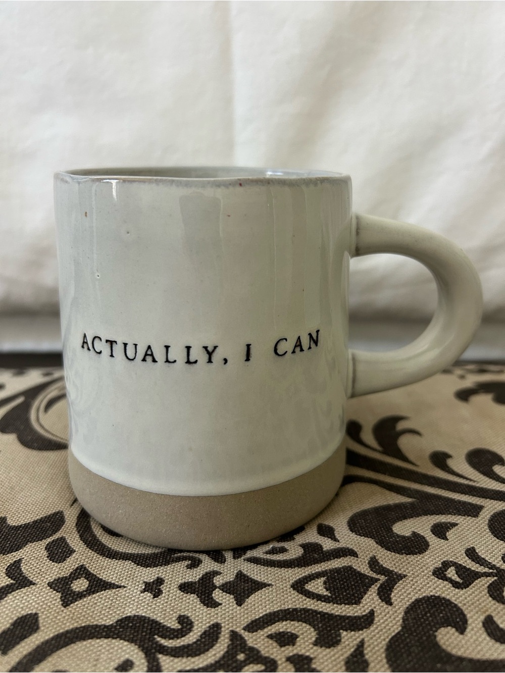 Hearth & Hand by Magnolia 'Actually, I Can' White and Natural Stoneware Mug NWOT